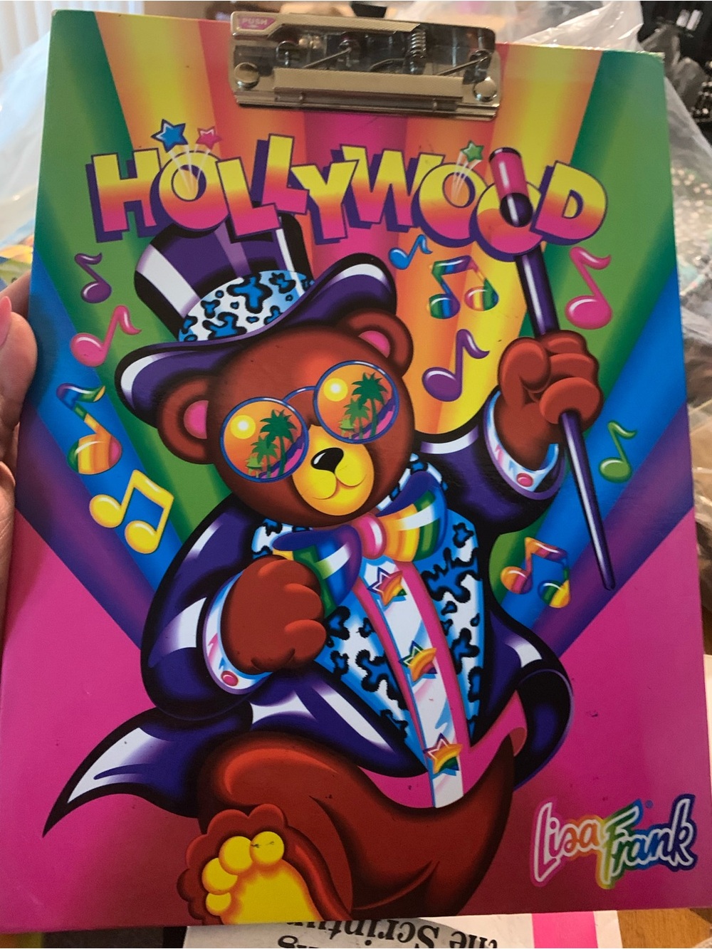 Lisa Frank Rainbow Hollywood Bear Party Clipboard - Multicolor